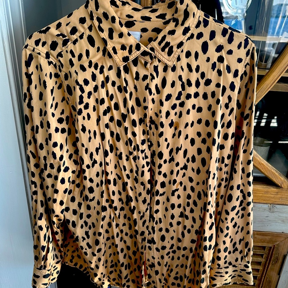 Leopard Print Soft Button Down Top - image 1